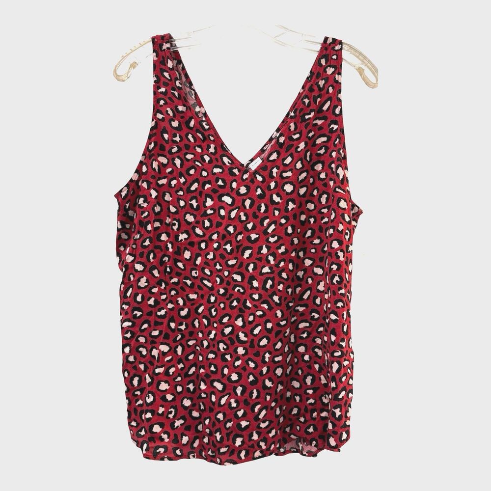 Old Navy Sleeveless Top Womens Size Large Red Animal Print Lightweight Shirt NWT